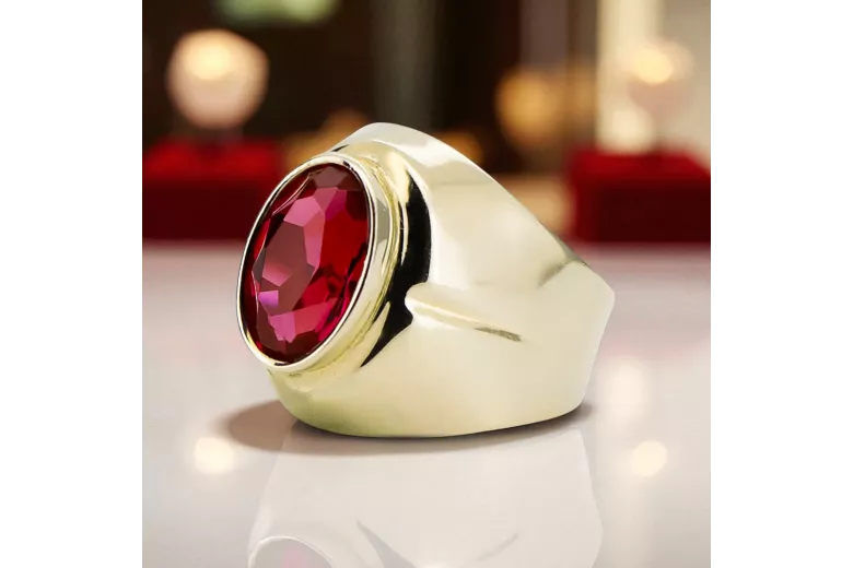 Кольцо Винтаж украшения Рубин 14-кв Желтое золото vrc296y